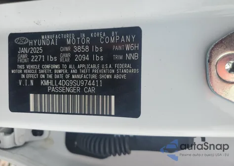 2025 Hyundai Elantra Se z USA, uszkodzony, nr VIN KMHLL4DG9SU974411